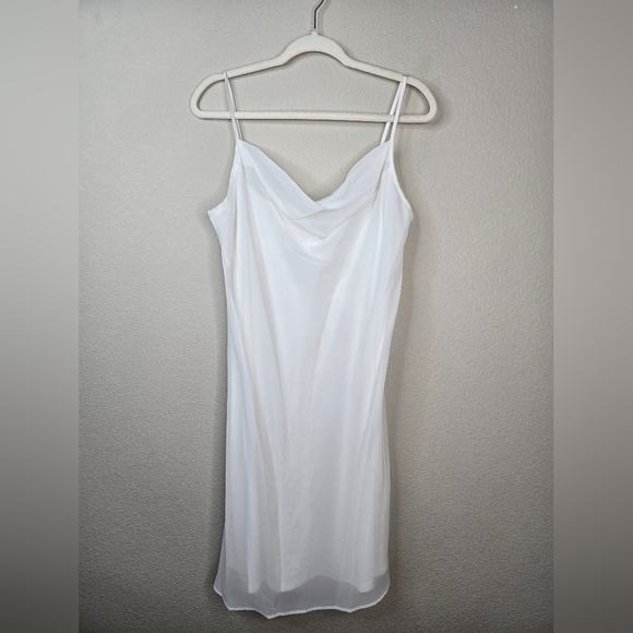 Tash and Sophie Womens Mini Dress Sz L Slip Silhouette Draped Bodice Cowl Neck - Picture 2 of 13